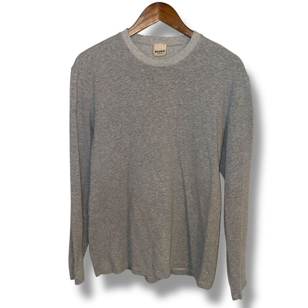 Baldwin Jeans Heather Gray Made in USA Cotton Crewneck Sweatshirt Sz S